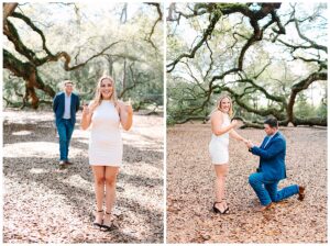 woman in white dress gets proposal of her dreams at the North Carolina Coast