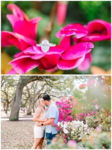 woman in white dress gets proposal of her dreams at the North Carolina Coast