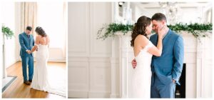 bride and groom pose for couples portraits with their dog at a historic venue in charlotte, NC