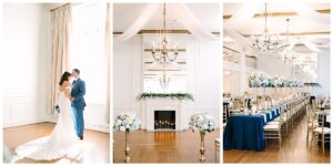 bride and groom pose for couples portraits with their dog at a historic venue in charlotte, NC