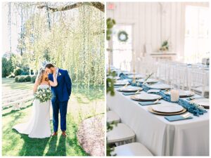 bride and groom enjoy their wedding with family and friends at a Charlotte, NC rustic wedding venue