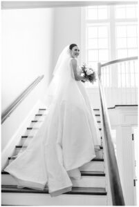 Bride ascending the staircase at Separk Mansion.