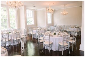 Reception hall set up for a wedding at Separk Mansion.